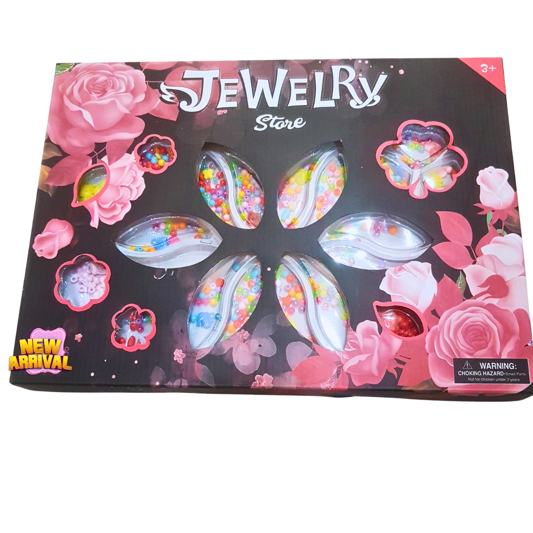 Jewelry Store DIY Bead Set for Girls – Colorful Bracelet & Necklace Making Kit (Ages 3+)