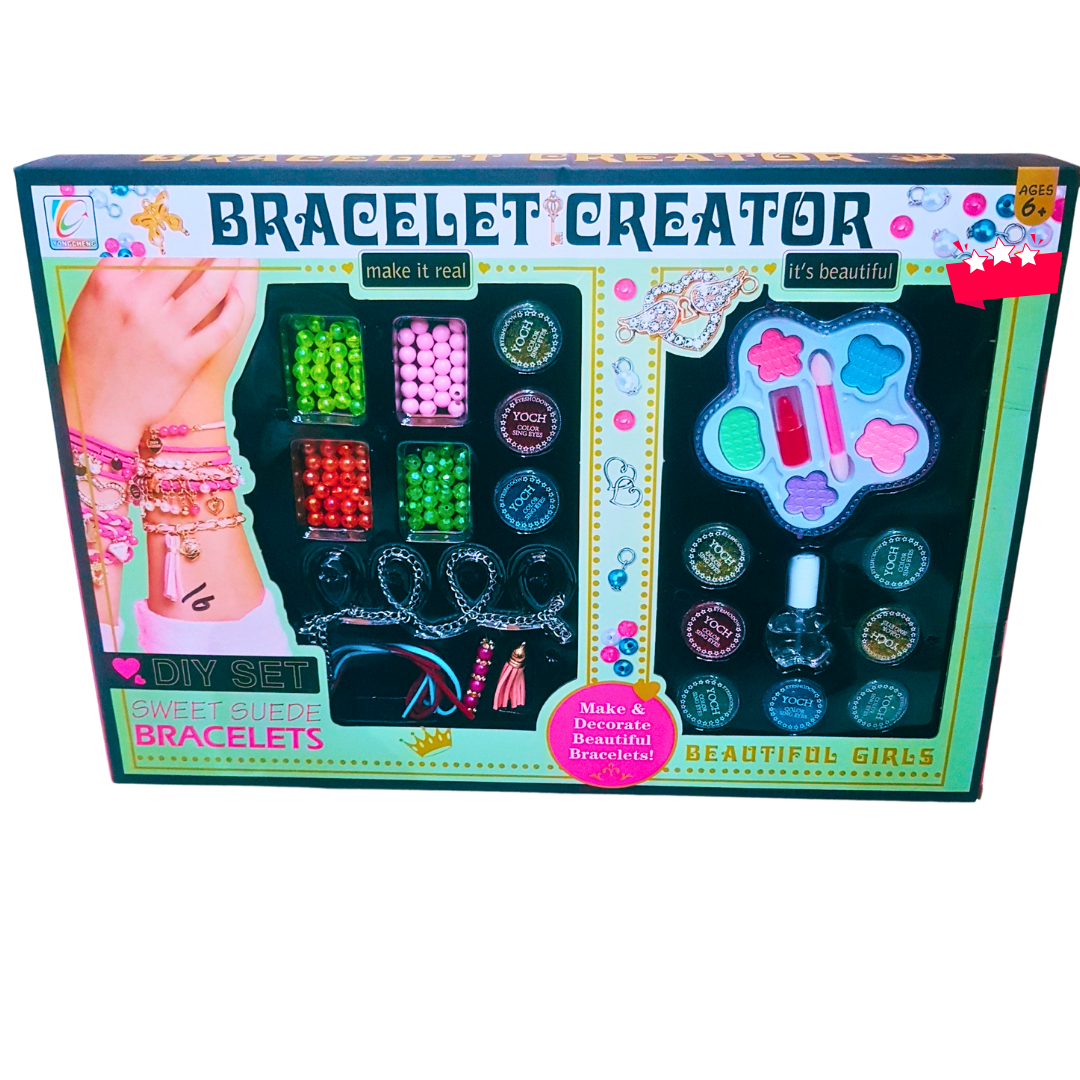 ✨ DIY Bracelet Creator & Makeup Kit – 2-in-1 Bead Craft & Eyeshadow Set for Girls | Make Your Own Jewelry (Ages 6+) Main image
