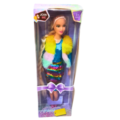 Happy Girl Sequin Fashion Dolls – Sparkling Dresses with Colorful Fur Vests – Glamorous Play for Kids (3+)