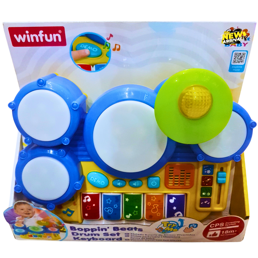 Winfun Boppin' Beats Drum Set & Keyboard – Musical Toy with Lights & Sounds for Toddlers 18+ Months | Baby Drum & Piano Combo Main image