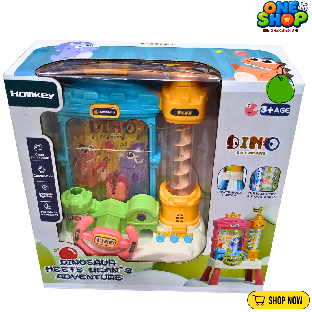 Dinosaur Eat Beans Adventure Game for Kids – Interactive Automatic Ball Feeding & Catching Toy with Lights and Music | Educational Dino Activity Toy Ages 3+