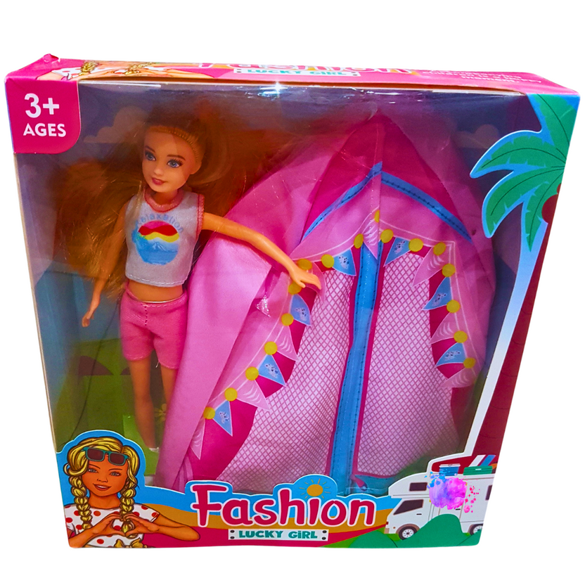 Fashion Doll with Camping Tent Playset - Outdoor Adventure for Kids Main image