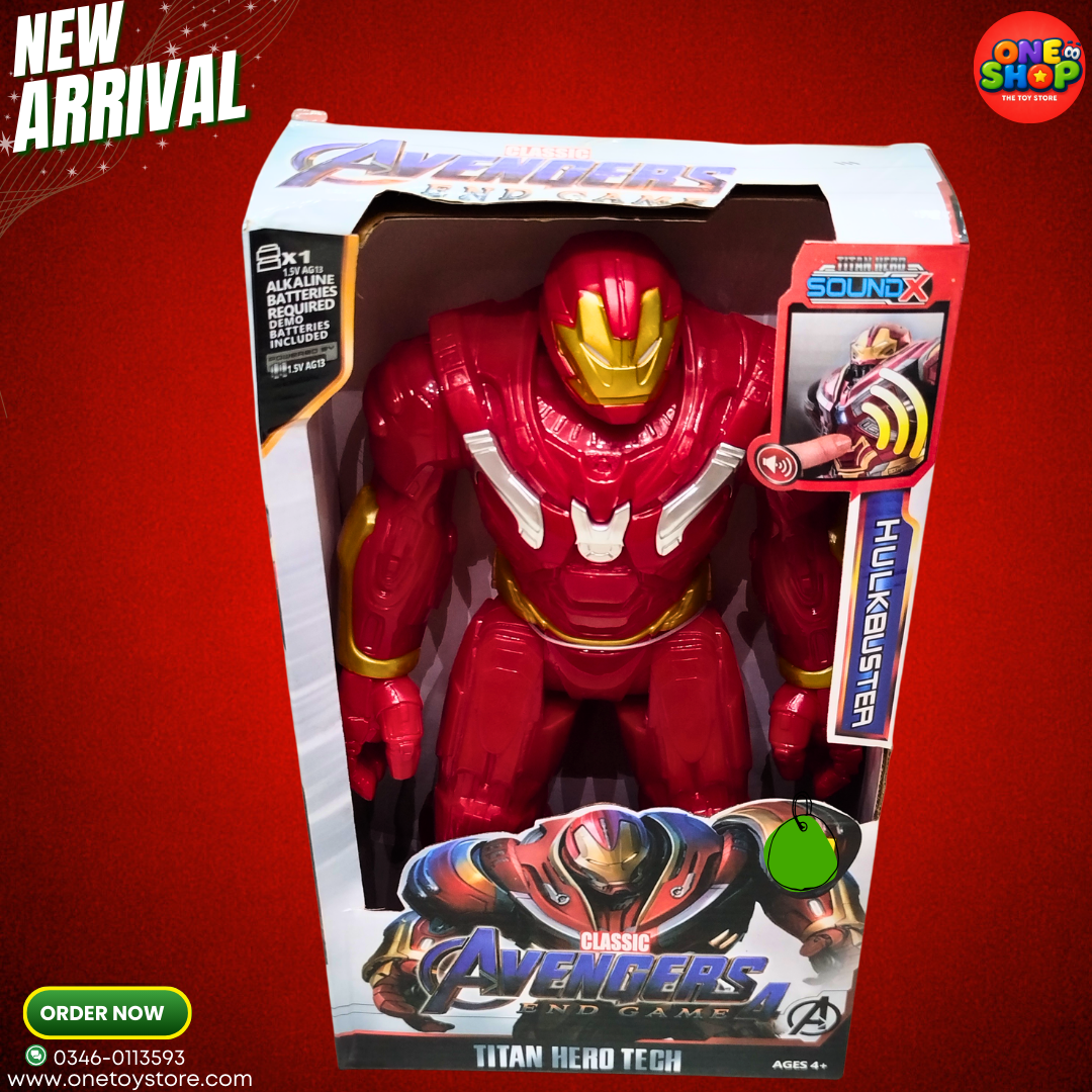 Iron Man Hulkbuster Titan Hero Action Figure with Sound – Large Marvel Avengers Superhero Toy for Kids | Talking Hulkbuster Figure (Ages 4+)