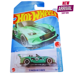 Hot Wheels ’15 Mazda MX-5 Miata – HW J-Imports Series – Green Convertible Racer with Black Stripe – Die-Cast Model (1:64 Scale)