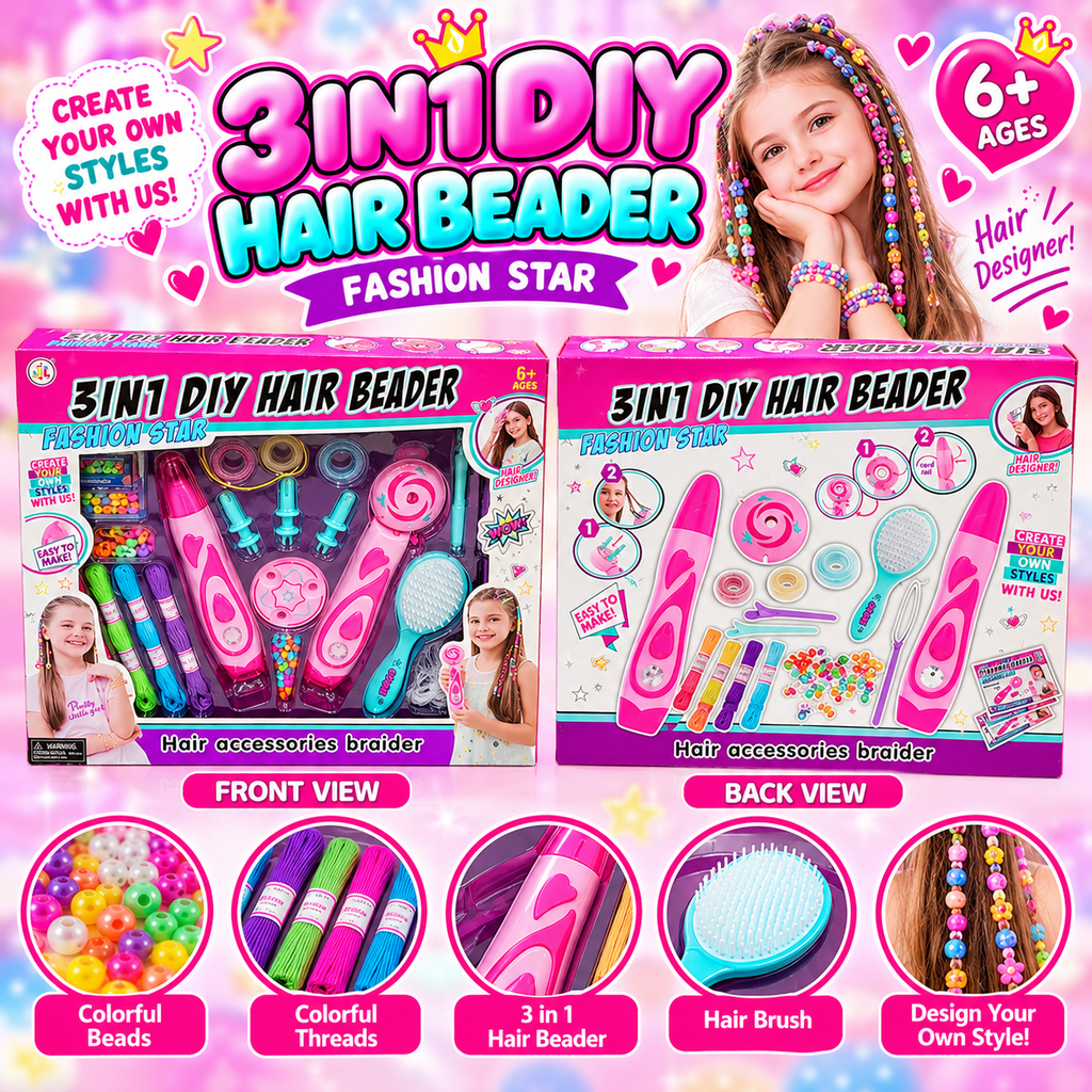 3-in-1 DIY Hair Beader & Hair Accessories Braider Kit