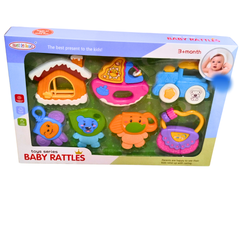 🍼 Mei Le Bao Baby Rattles Set – 8-Piece Colorful Animal & Object Toys for 3+ Months