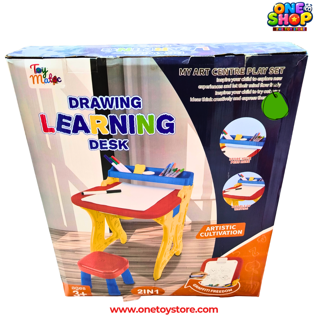2-in-1 Drawing Learning Desk for Kids | Magnetic Art Easel Table &amp; Chair Set | Educational Writing &amp; Drawing Board for Boys &amp; Girls Age 3+