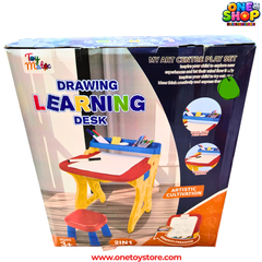 2-in-1 Drawing Learning Desk for Kids | Magnetic Art Easel Table &amp; Chair Set | Educational Writing &amp; Drawing Board for Boys &amp; Girls Age 3+