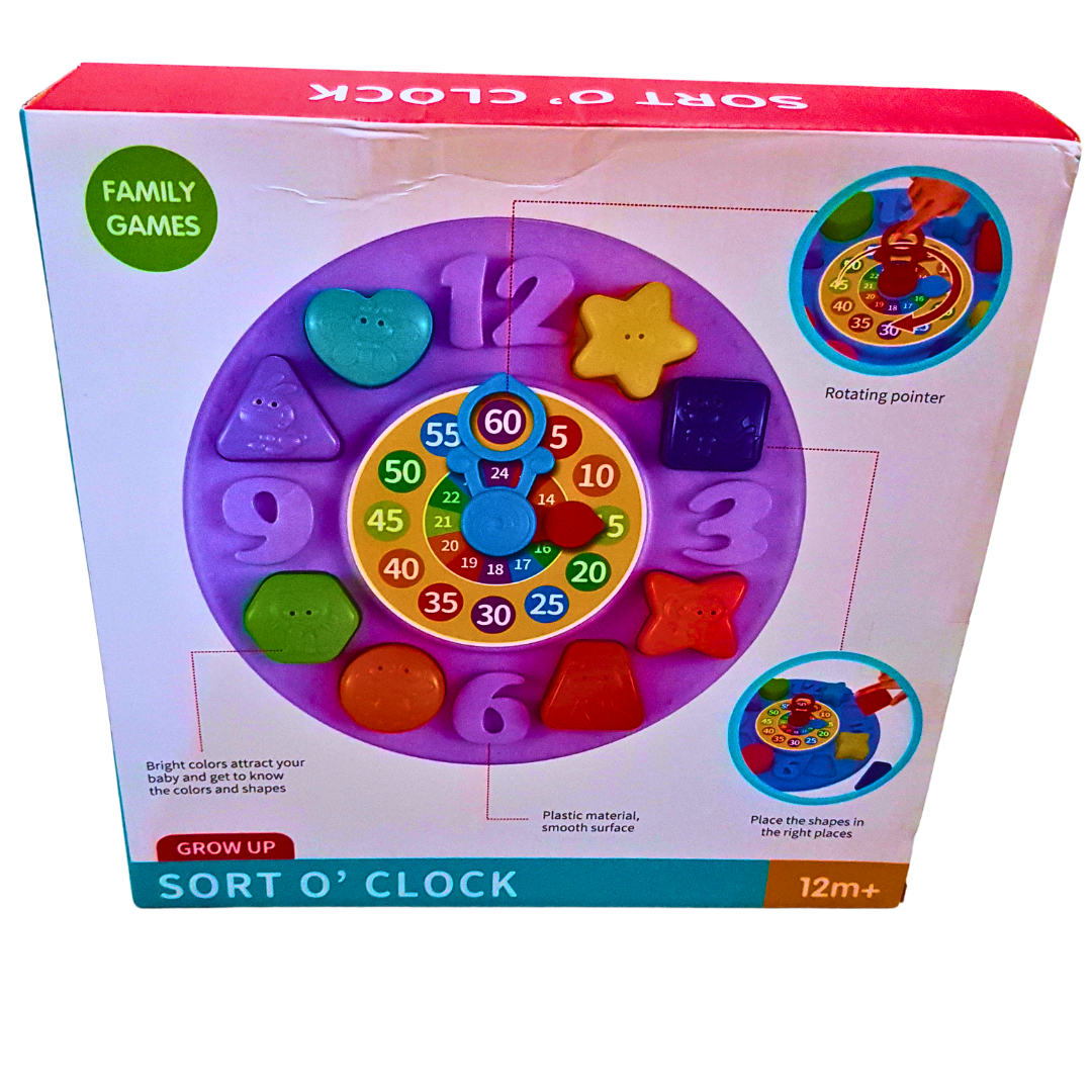 Sort O' Clock Learning Toy | Shape Sorting, Colors & Time-Telling for Toddlers | 12+ Months