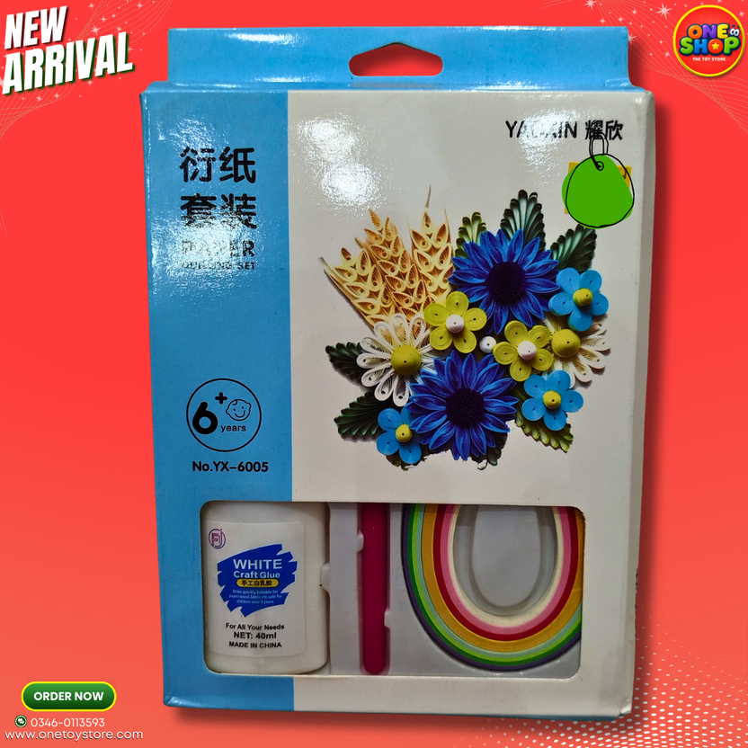 Paper Quilling Craft Kit for Kids 6+ – DIY Paper Flower Art Set with Colored Strips & Glue for School Projects in Pakistan Main image