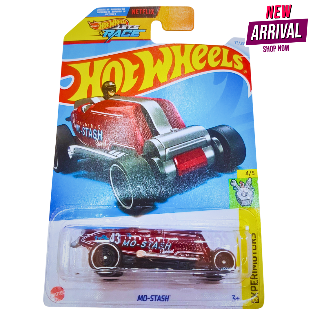Hot Wheels Mo-Stash – HW Experimotors Series – Netflix Let's Race Edition – Red Custom Rod – Die-Cast Toy Car (1:64 Scale)