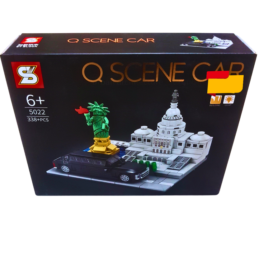 Q Scene Car Building Set – 338+ Pieces USA Landmark Model (Statue of Liberty & Capitol) for Kids & Collectors (Ages 6+) Main image