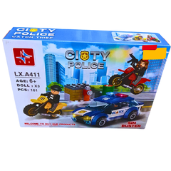 City Police Chase Building Set – 161-Piece Construction Toy with Police Car, Motorbikes & Mini Figures (Ages 6+)