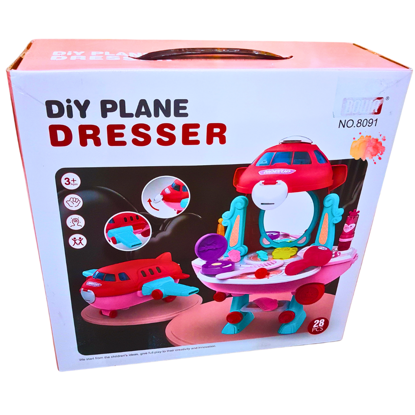 DIY Plane Dresser Playset - 28-Piece Portable Vanity Set for Kids, Ages 3+ Main image
