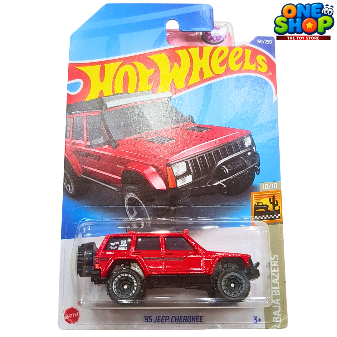 ❤️ Hot Wheels '95 Jeep Cherokee – Baja Blazers Off-Road Die-Cast SUV (10/10) | Red Jeep Toy Car for Kids & Collectors