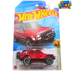 ❤️ Hot Wheels '95 Jeep Cherokee – Baja Blazers Off-Road Die-Cast SUV (10/10) | Red Jeep Toy Car for Kids & Collectors