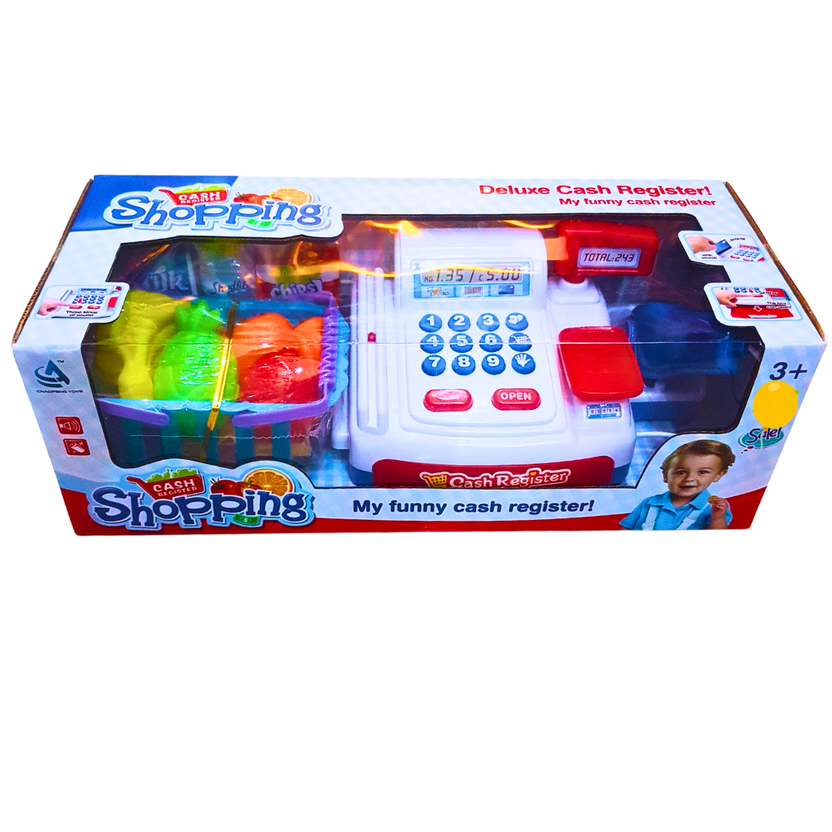 Deluxe Cash Register Shopping Playset – Interactive Toy Cash Register with Scanner, Play Food, and Checkout Accessories for Kids Main image