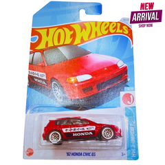 Hot Wheels ’92 Honda Civic EG – HW J-Imports Series – Red JDM Hatchback with Honda Racing Decals – Die-Cast Model (1:64 Scale)