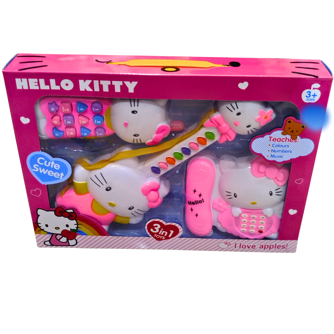 🎀 Hello Kitty 3-in-1 Musical Learning Toy Set for Girls – Teaches Colours, Numbers & Music | Ages 3+