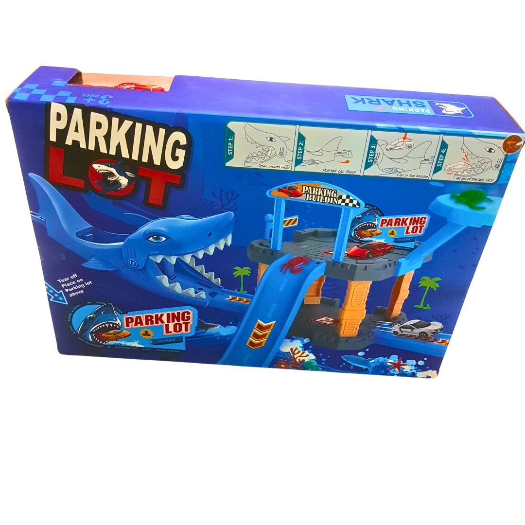 Shark Attack Parking Lot Playset – Vehicle Launcher Ramp with Shark Tunnel & Cars | Action Track Toy for Kids (Ages 3+) Secondary image
