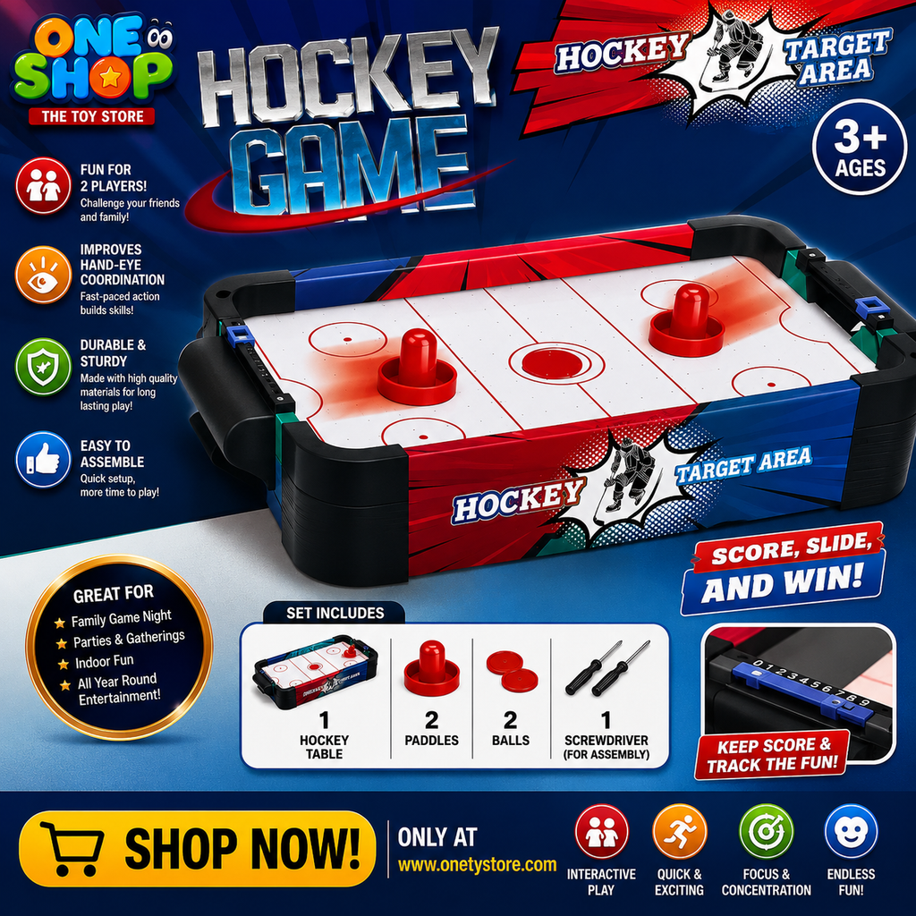 Tabletop Air Hockey Game for Kids – 2 Player Mini Hockey Board Game with Pucks & Pushers | Indoor Family Sports Toy Ages 3+