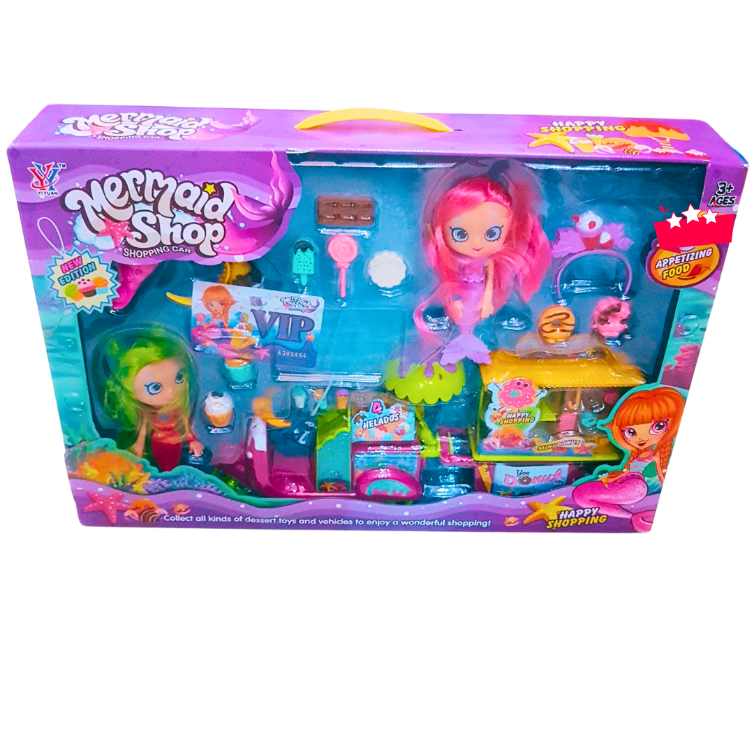 🧜‍♀️ Mermaid Shop Playset – Underwater Dessert Cart & Ice Cream Shop with Dolls & Accessories | Pretend Shopping Toy for Girls Ages 3+ Main image