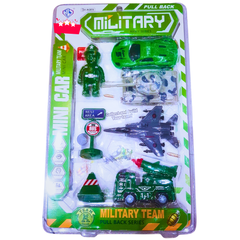 Military Team Mini Vehicle Toy Set – Army Pull Back Cars, Helicopter, Jet, and Soldier Figure (Ages 3+)