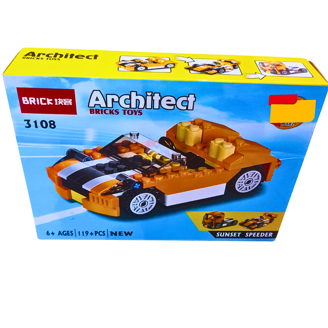 BRICKiNter Architeq Sunset Speedster 119-Piece STEM Building Set – Creative Construction Toy for Kids Ages 6+ | Bricks Toys Model 3108
