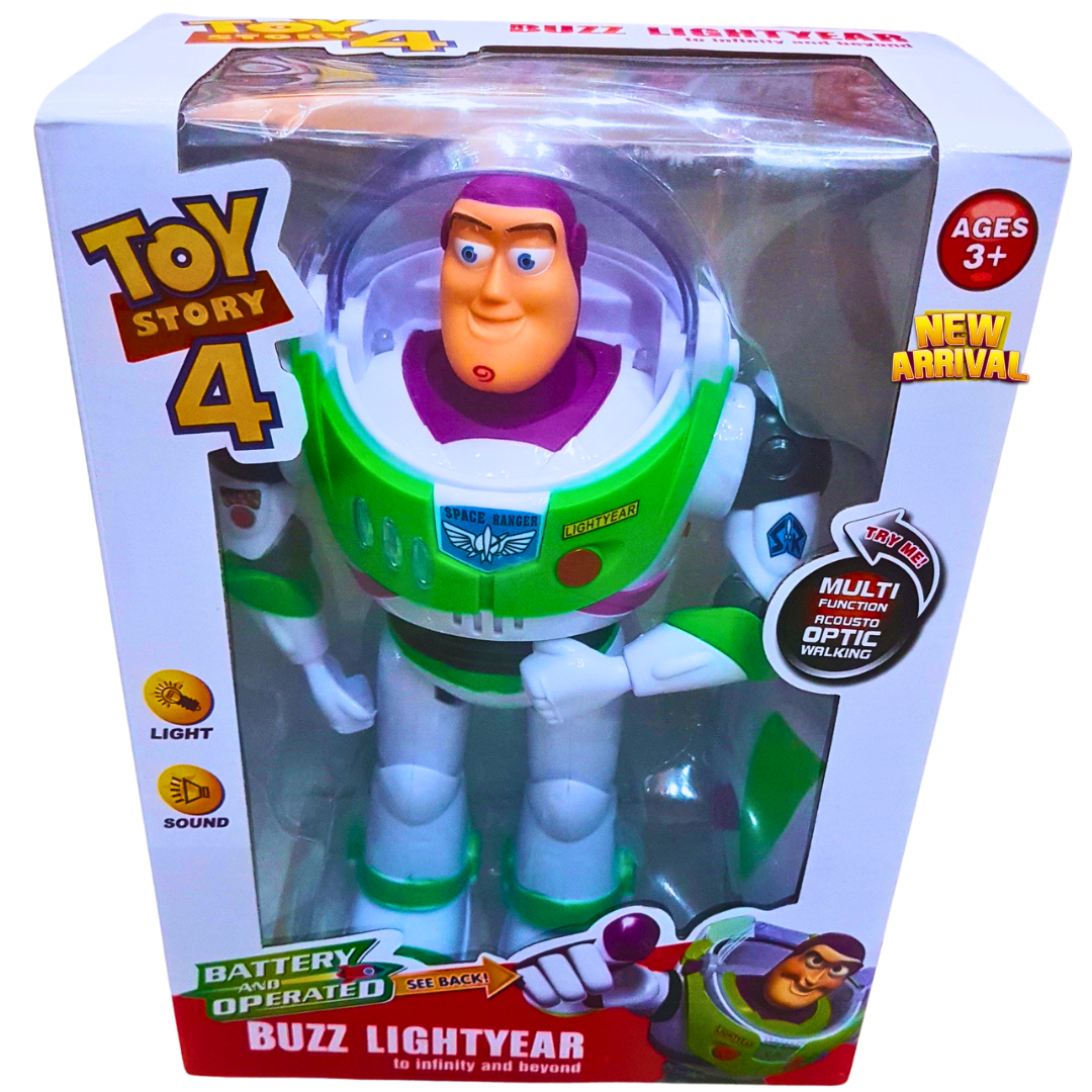 Buzz Lightyear Action Figure Toy – Toy Story 4 Walking Robot with Light & Sound | Battery Operated Toy for Kids Ages 3+
