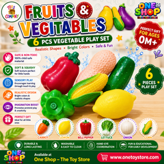 Fruits & Vegetables Soft Squishy Toy Set – 6PCS Educational Food Toys for Kids | Non-Toxic Sensory Squeeze Vegetables | Pretend Play Learning Toys for Toddlers 6M+