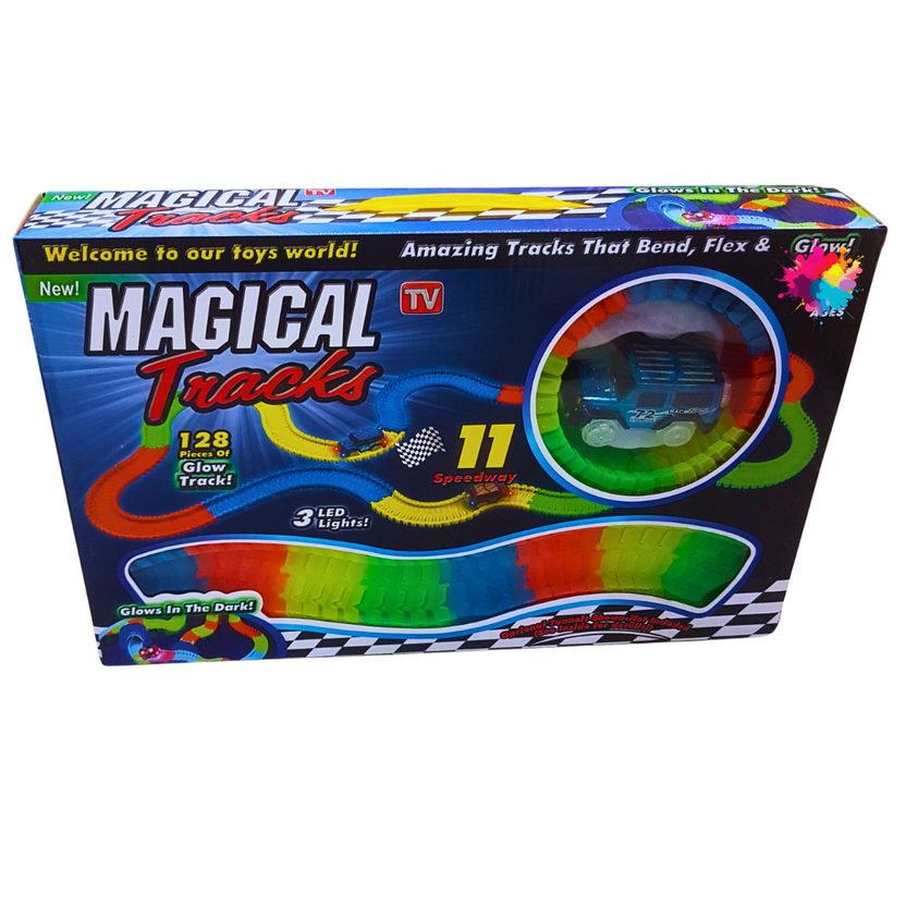 Magical Tracks Glow-in-the-Dark Race Track Set - 128 Pieces with LED Car Main image