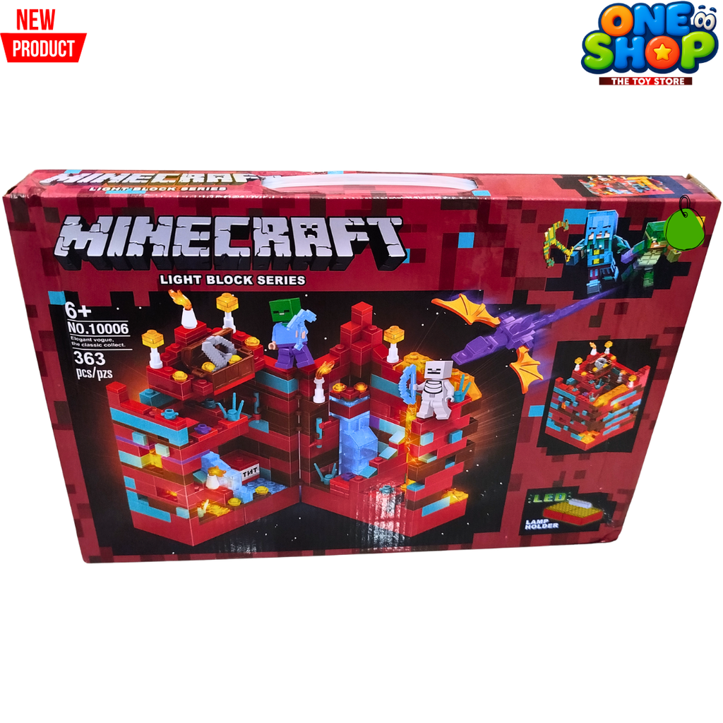 Minecraft Light Block Series 363 PCS Building Set with LED Lights – Creative Construction Blocks Toy for Kids | Dragon & Action Figure Playset | Educational STEM Toy for Boys & Girls 6+