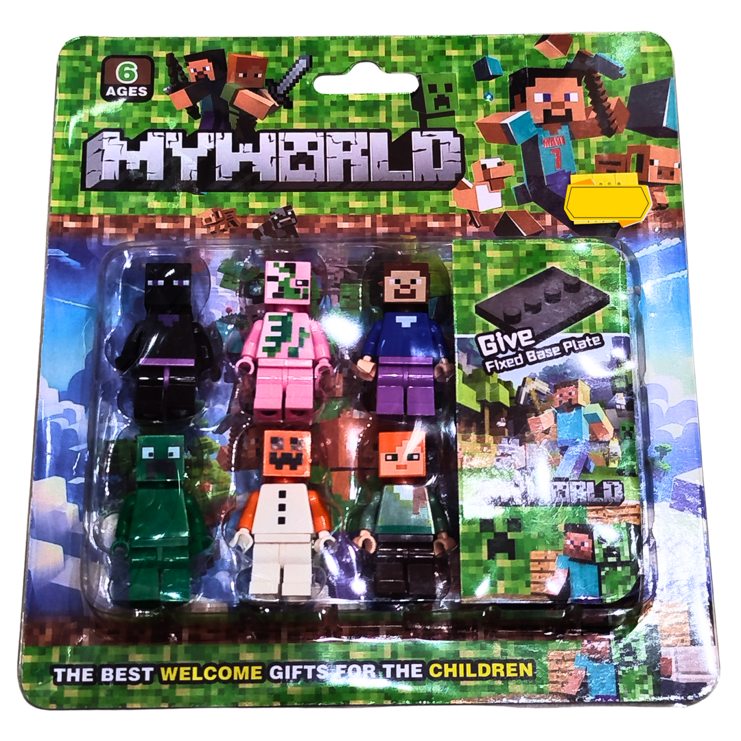 My World Pixel Mini Figures – 8-Piece Minecraft-Inspired Action Set with Base Plate for Kids (Ages 6+)