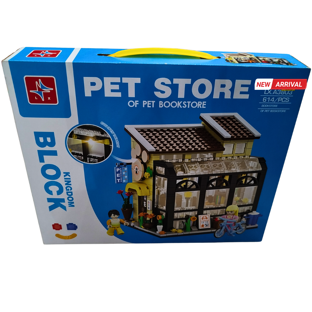 Pet Store Building Blocks Set – Creative Pet Shop Playset for Kids | 614 PCS Educational Construction Toy with Carry Box