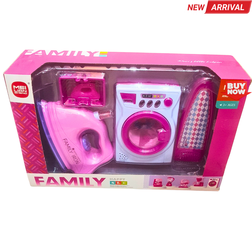 🧺 Kids Household Play Set – Washing Machine, Iron, and Ironing Board Toy for Girls (Age 3+) Main image