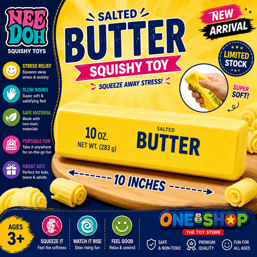 NeeDoh Giant Salted Butter Squishy Toy 10 Inch – Jumbo Slow Rising Stress Relief Squeeze Toy for Kids & Adults | Super Soft Sensory Fidget Toy | Non-Toxic Gift Main image