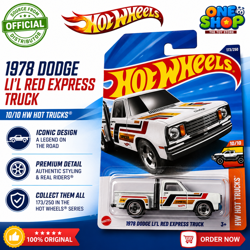 Hot Wheels 1978 Dodge Li’l Red Express Truck Die-Cast Pickup 2025 – Classic Vintage Truck Toy for Kids & Collectors