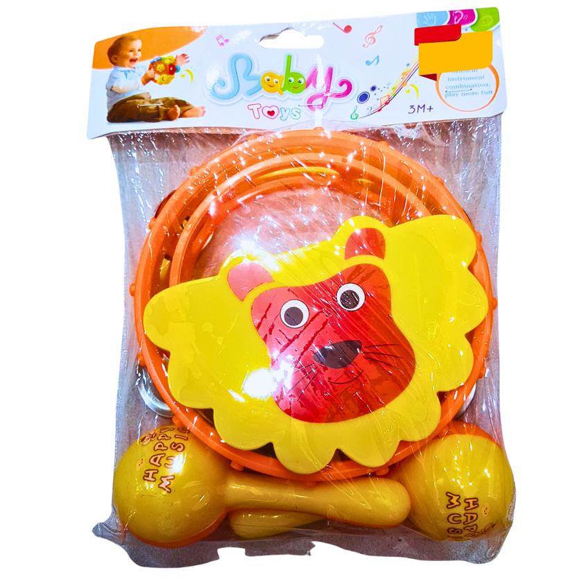 Baby Musical Instrument Set - Lion Tambourine & Maracas (3M+) 🎵🦁 Main image