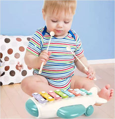 8-Key Kids Xylophone Toy Airplane Shape with Pair of Mallets for Early Musical Educational