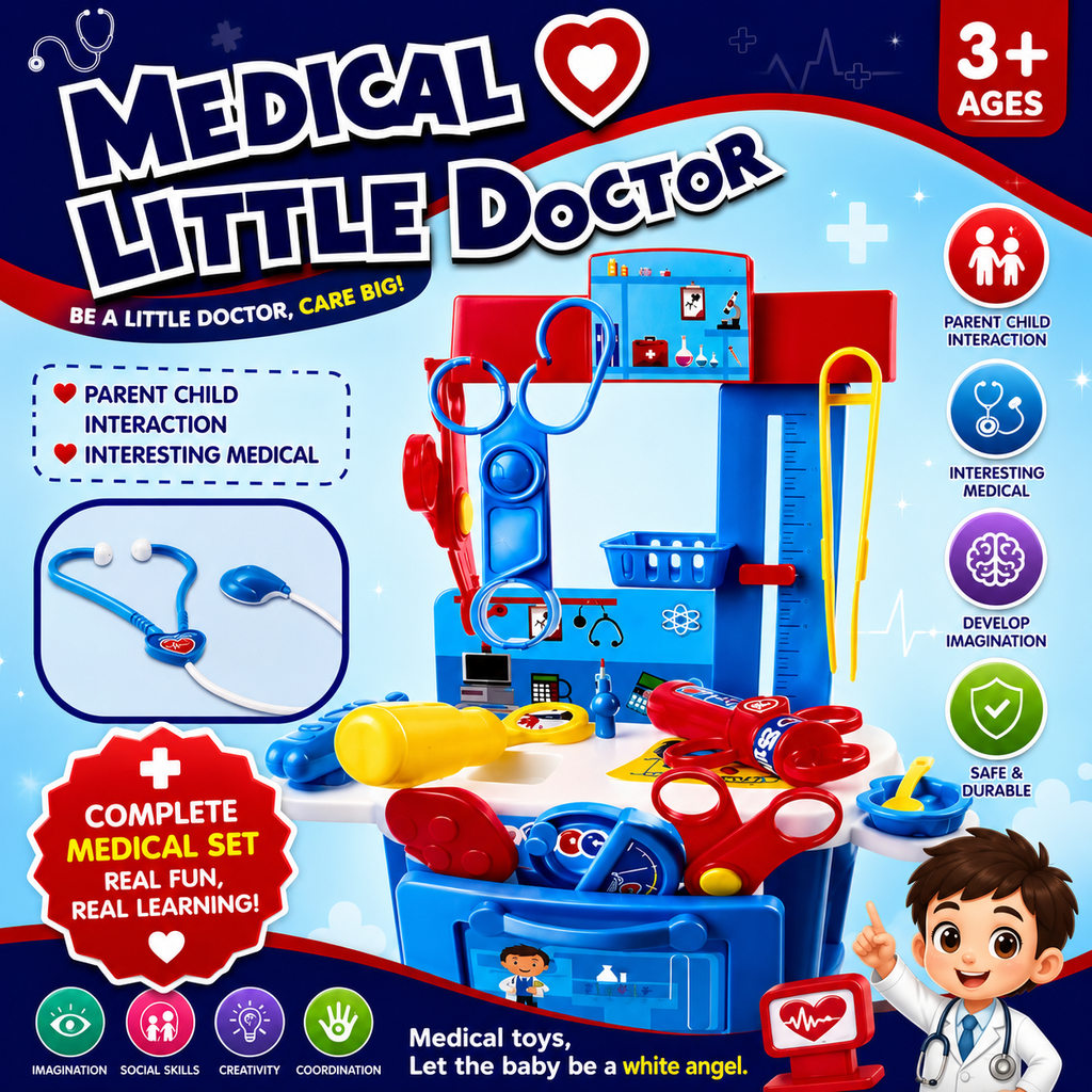 Medical Little Doctor Play Set for Kids – Pretend Doctor Kit with Stethoscope, Medical Tools & Storage Station | Educational Role Play Toy for Boys & Girls 3+ Years