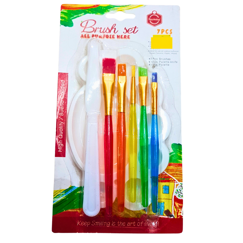 7-Piece All-Purpose Artist Brush Set with Palette & Knife – Perfect for Acrylic, Watercolor & Craft Painting for Kids & Adults Main image