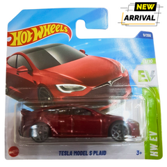 Hot Wheels Tesla Model S Plaid – HW EV Series – Red Electric Car Die-Cast Model for Kids and Collectors (3+ Years)