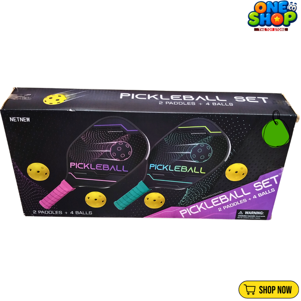 Premium Pickleball Set – 2 Pickleball Paddles & 4 Balls | Outdoor Family Sports Game Kit for Kids, Teens & Adults