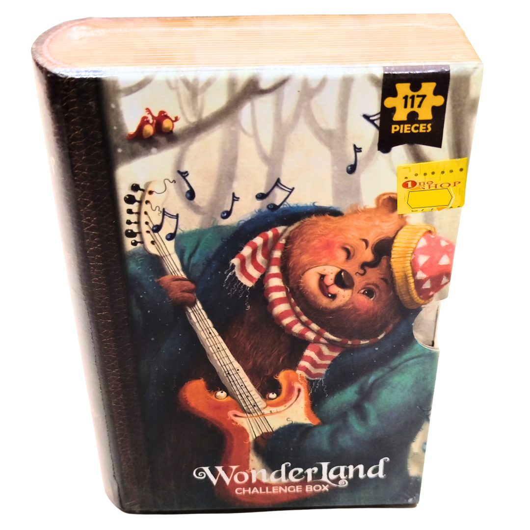 Wonderland Challenge Box – 117-Piece Guitar Bear Puzzle in Book-Style Gift Box for Kids