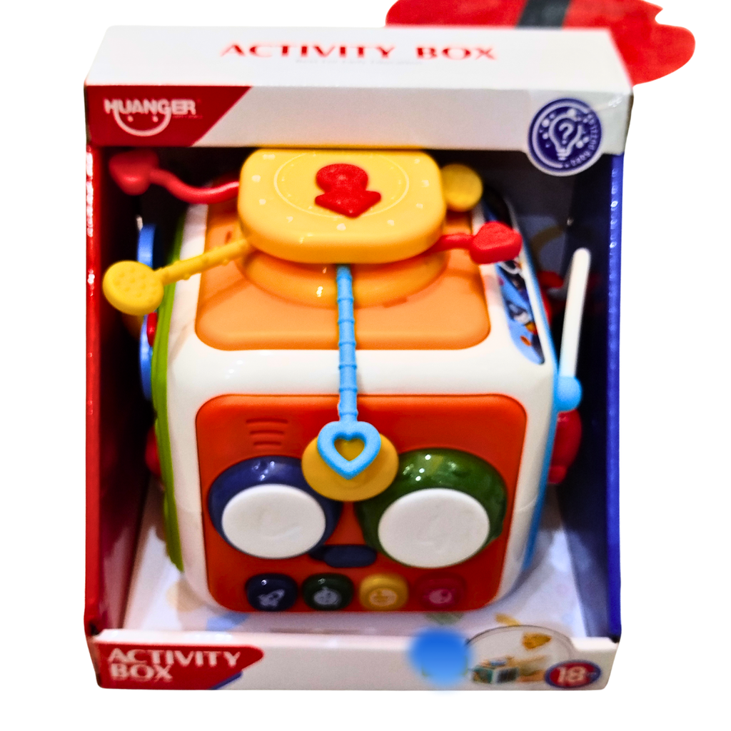 🧩 Huanger Activity Box for Toddlers – 6-in-1 Educational Learning Cube Toy with Music, Shapes, and Gears | Montessori Toy for 18+ Months