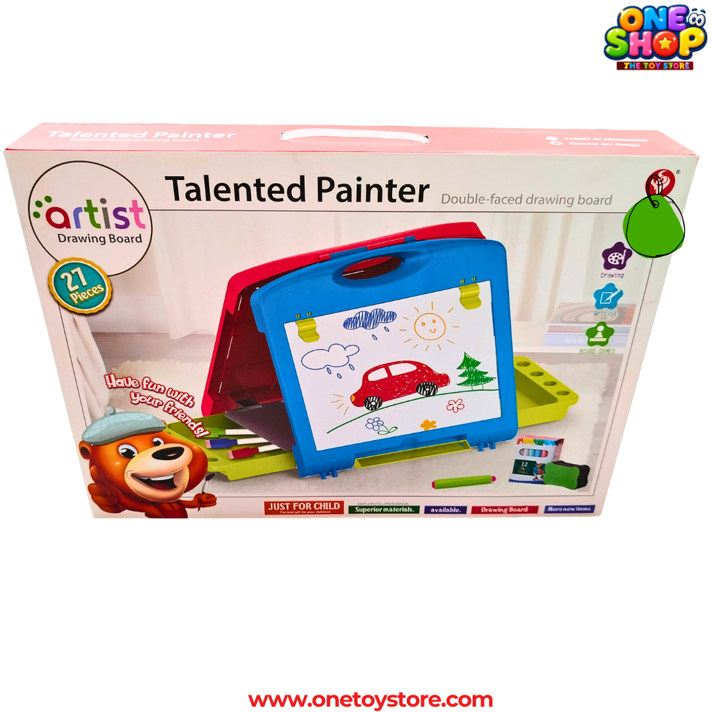 Talented Painter 27-Piece Double-Sided Drawing Board for Kids | Portable Art Easel & Writing Board Set | Educational Learning Toy for Boys & Girls 3+