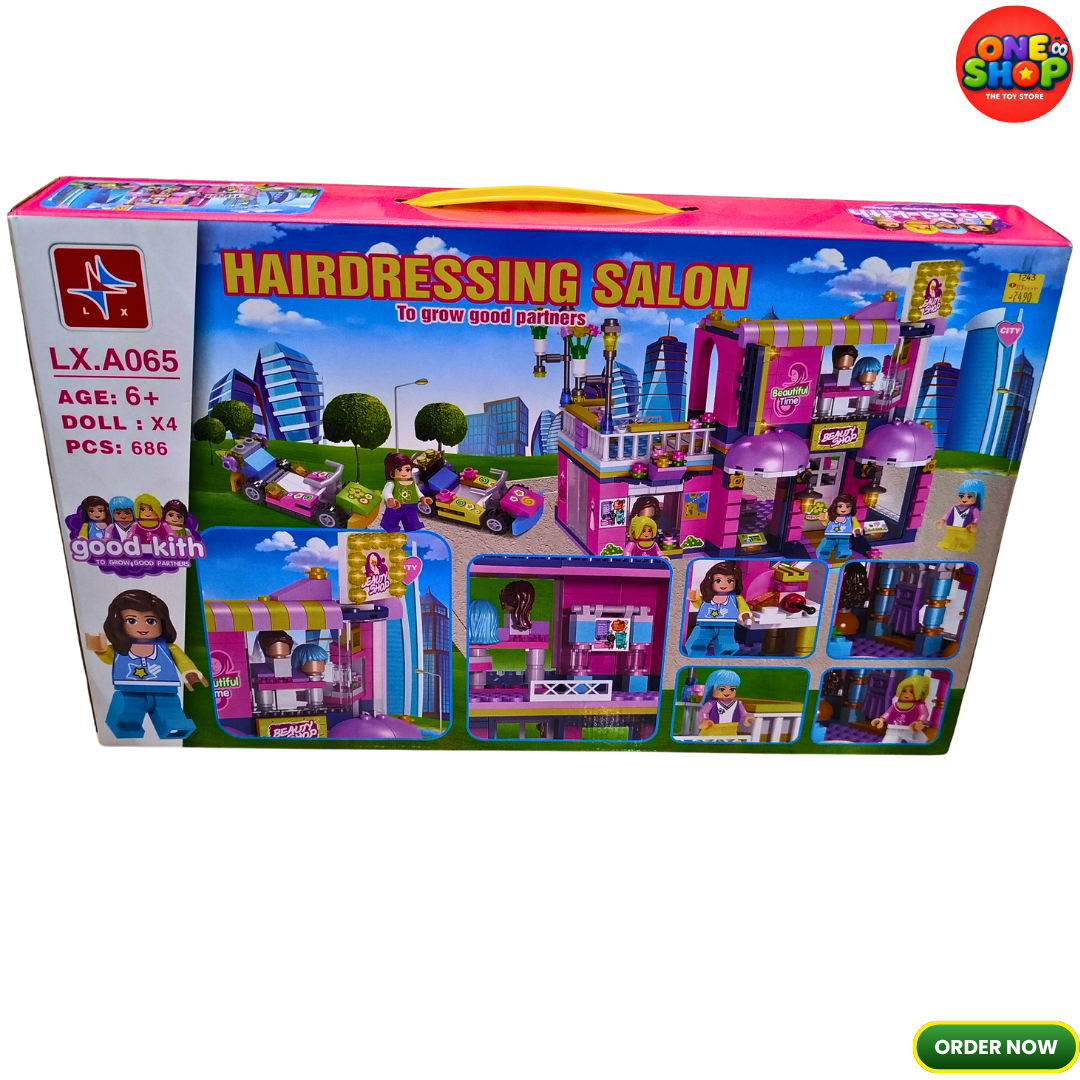 Hairdressing Salon Building Blocks Set for Girls – 686 Pieces Beauty Salon Construction Toy with 4 Mini Dolls & Accessories | Ages 6+ Secondary image