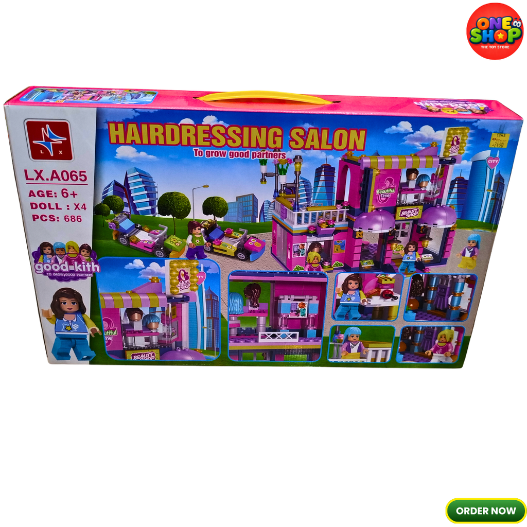 Hairdressing Salon Building Blocks Set for Girls – 686 Pieces Beauty Salon Construction Toy with 4 Mini Dolls & Accessories | Ages 6+