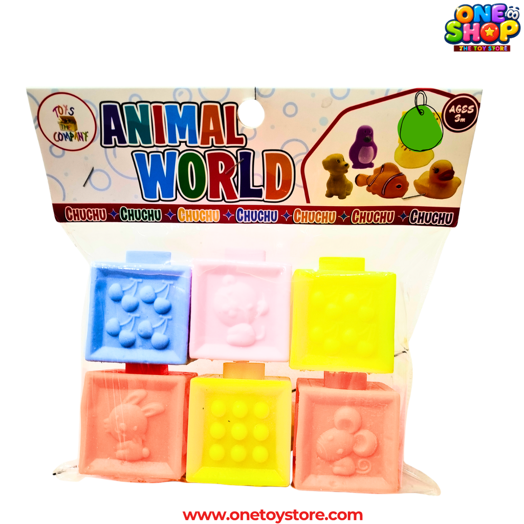 Animal World Soft Building Blocks for Kids – 6PCS Squishy Educational Stacking Blocks | Safe Non-Toxic Sensory Learning Toy for Toddlers & Preschool Children 3+ Years