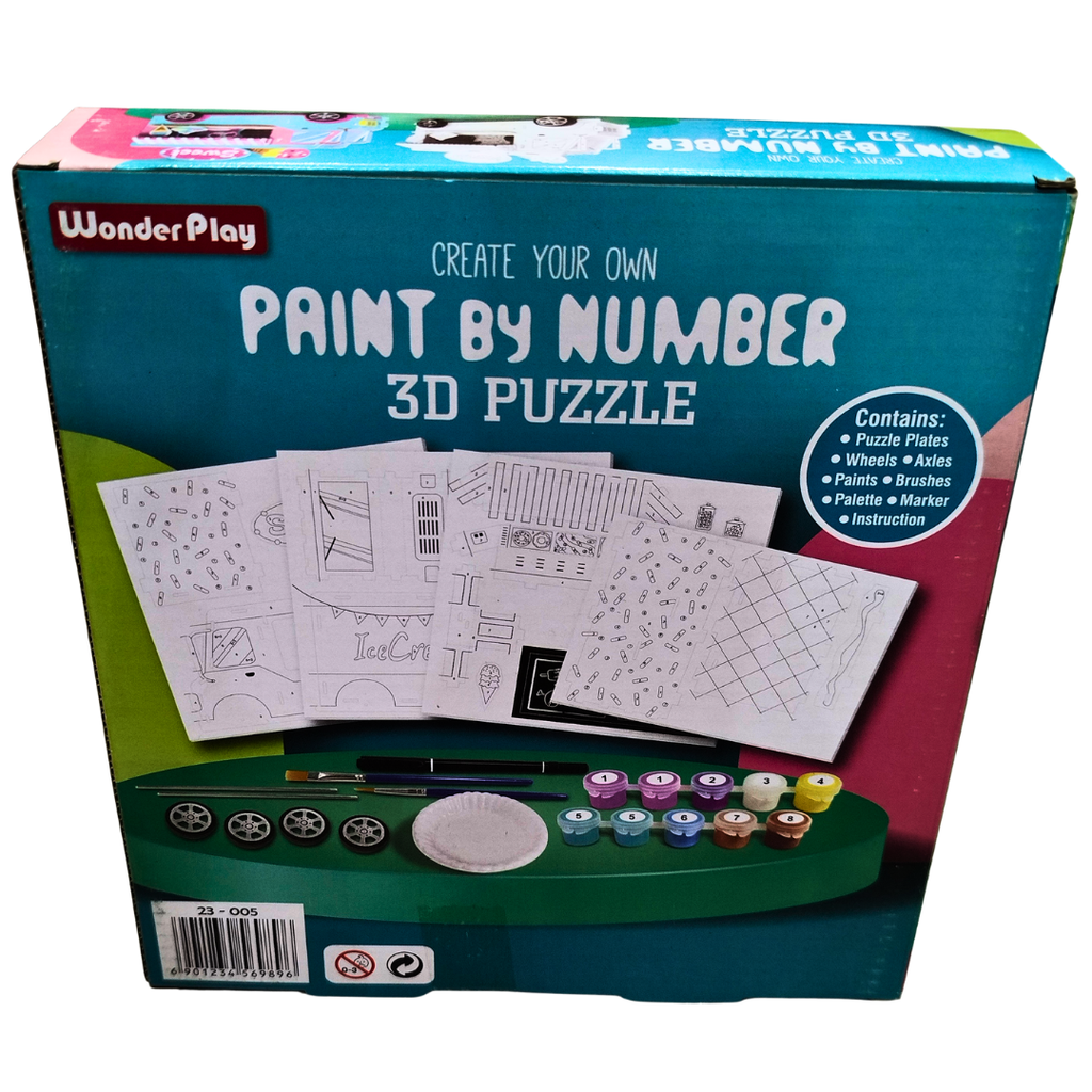WonderPlay Paint by Number 3D Puzzle – Ice Cream Truck Craft Kit for Kids (Age 6+)